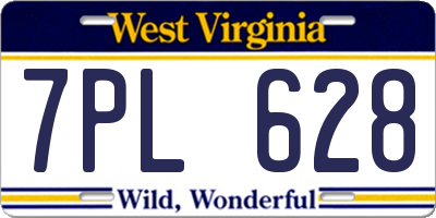 WV license plate 7PL628