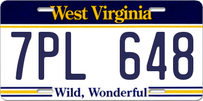 WV license plate 7PL648