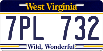 WV license plate 7PL732