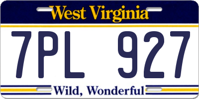 WV license plate 7PL927