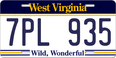 WV license plate 7PL935