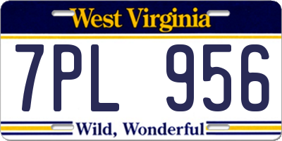 WV license plate 7PL956