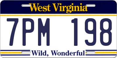 WV license plate 7PM198