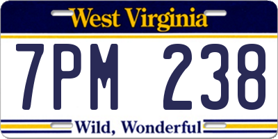 WV license plate 7PM238