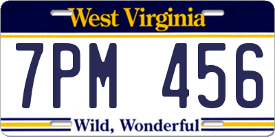 WV license plate 7PM456