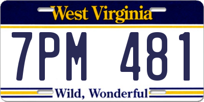 WV license plate 7PM481