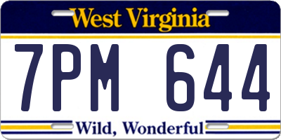 WV license plate 7PM644