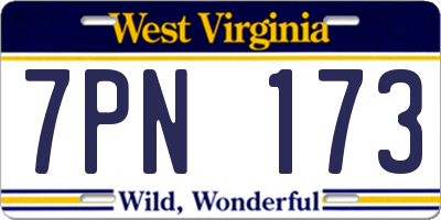 WV license plate 7PN173