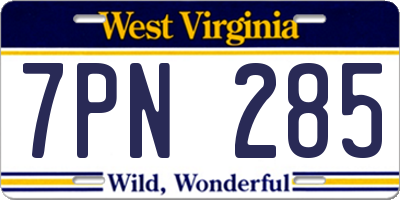 WV license plate 7PN285