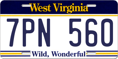 WV license plate 7PN560
