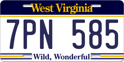 WV license plate 7PN585