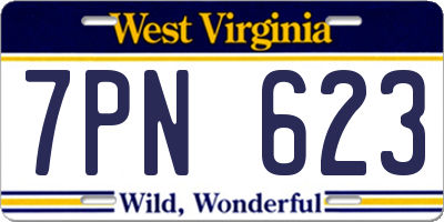 WV license plate 7PN623