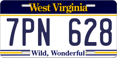 WV license plate 7PN628