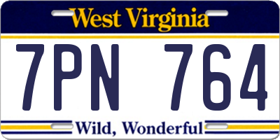 WV license plate 7PN764