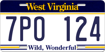 WV license plate 7PO124