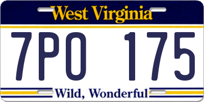 WV license plate 7PO175