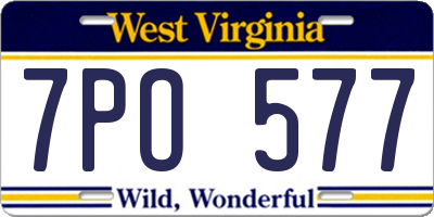 WV license plate 7PO577