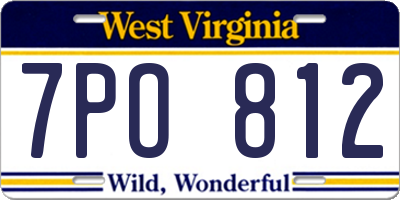 WV license plate 7PO812