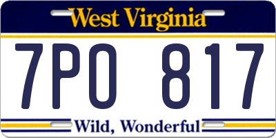 WV license plate 7PO817
