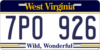 WV license plate 7PO926