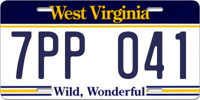 WV license plate 7PP041