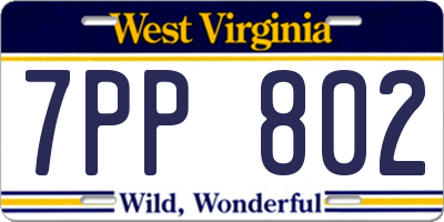 WV license plate 7PP802