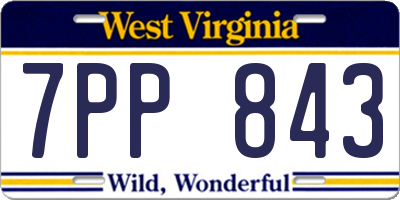 WV license plate 7PP843
