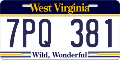 WV license plate 7PQ381