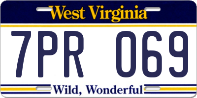 WV license plate 7PR069
