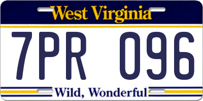 WV license plate 7PR096