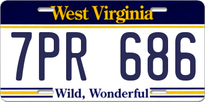 WV license plate 7PR686