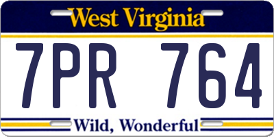 WV license plate 7PR764