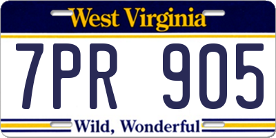 WV license plate 7PR905