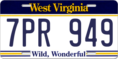 WV license plate 7PR949