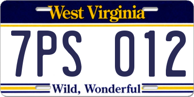 WV license plate 7PS012