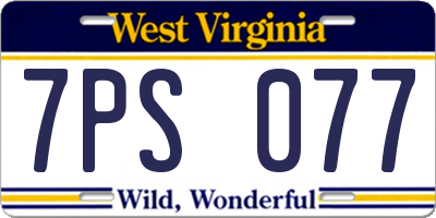 WV license plate 7PS077