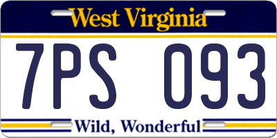 WV license plate 7PS093