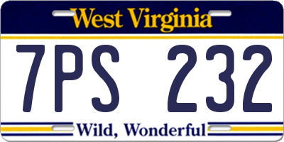 WV license plate 7PS232