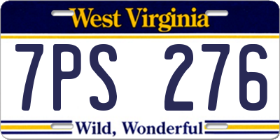 WV license plate 7PS276