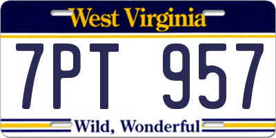WV license plate 7PT957