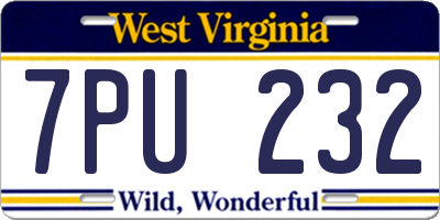 WV license plate 7PU232