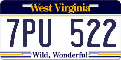 WV license plate 7PU522