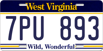 WV license plate 7PU893