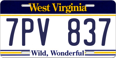 WV license plate 7PV837