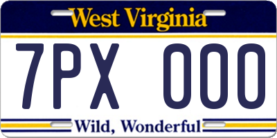 WV license plate 7PX000