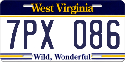 WV license plate 7PX086