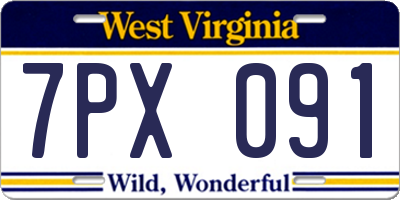 WV license plate 7PX091