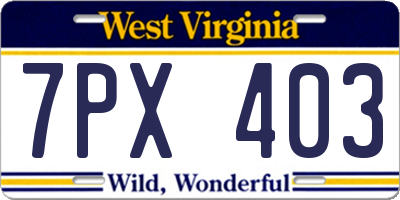 WV license plate 7PX403