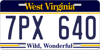 WV license plate 7PX640