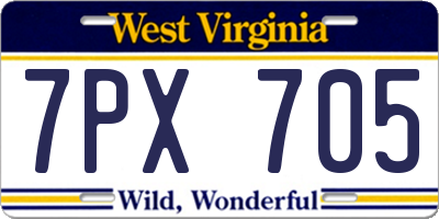 WV license plate 7PX705